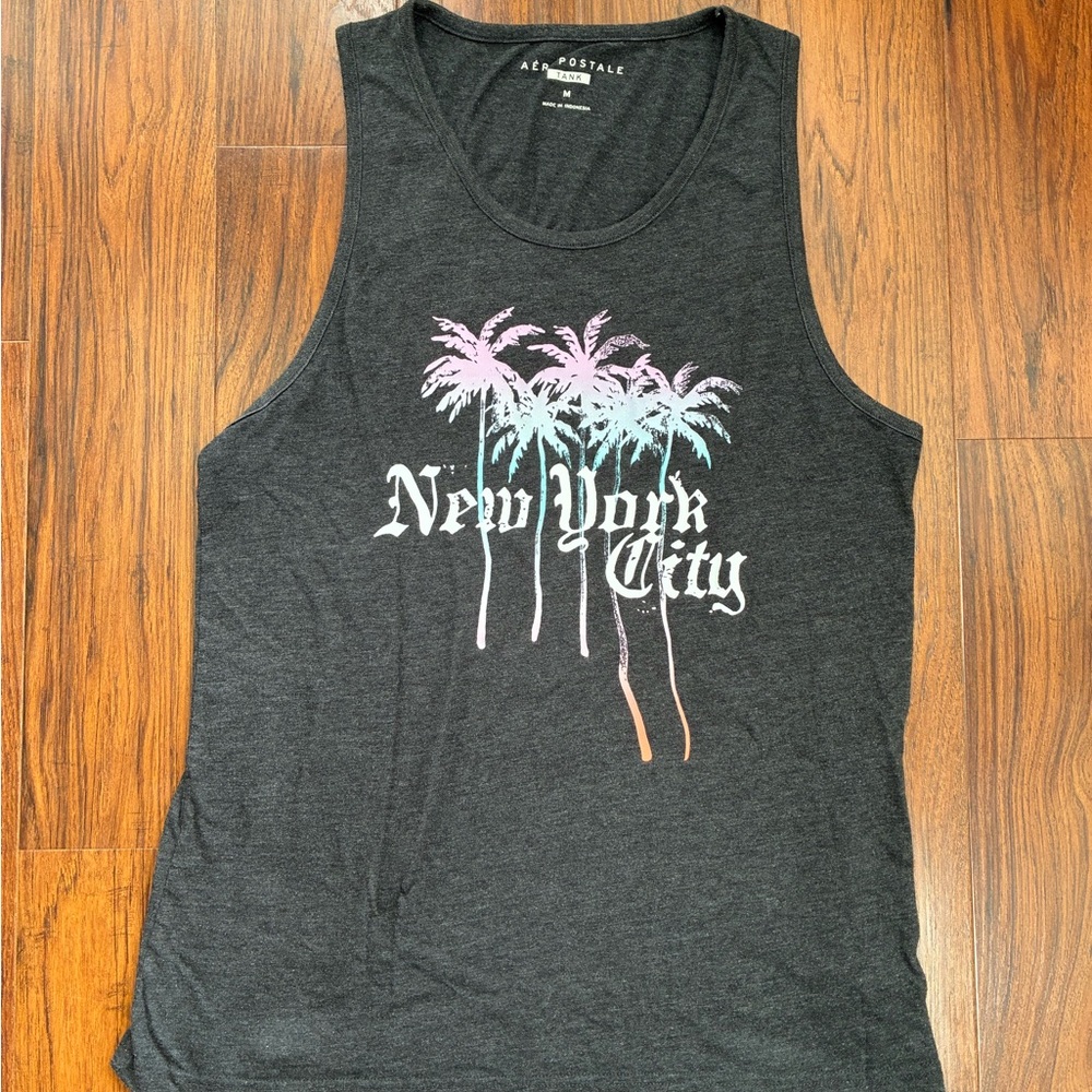 Aeropostale Charcoal Tank with Pastel Graphic
